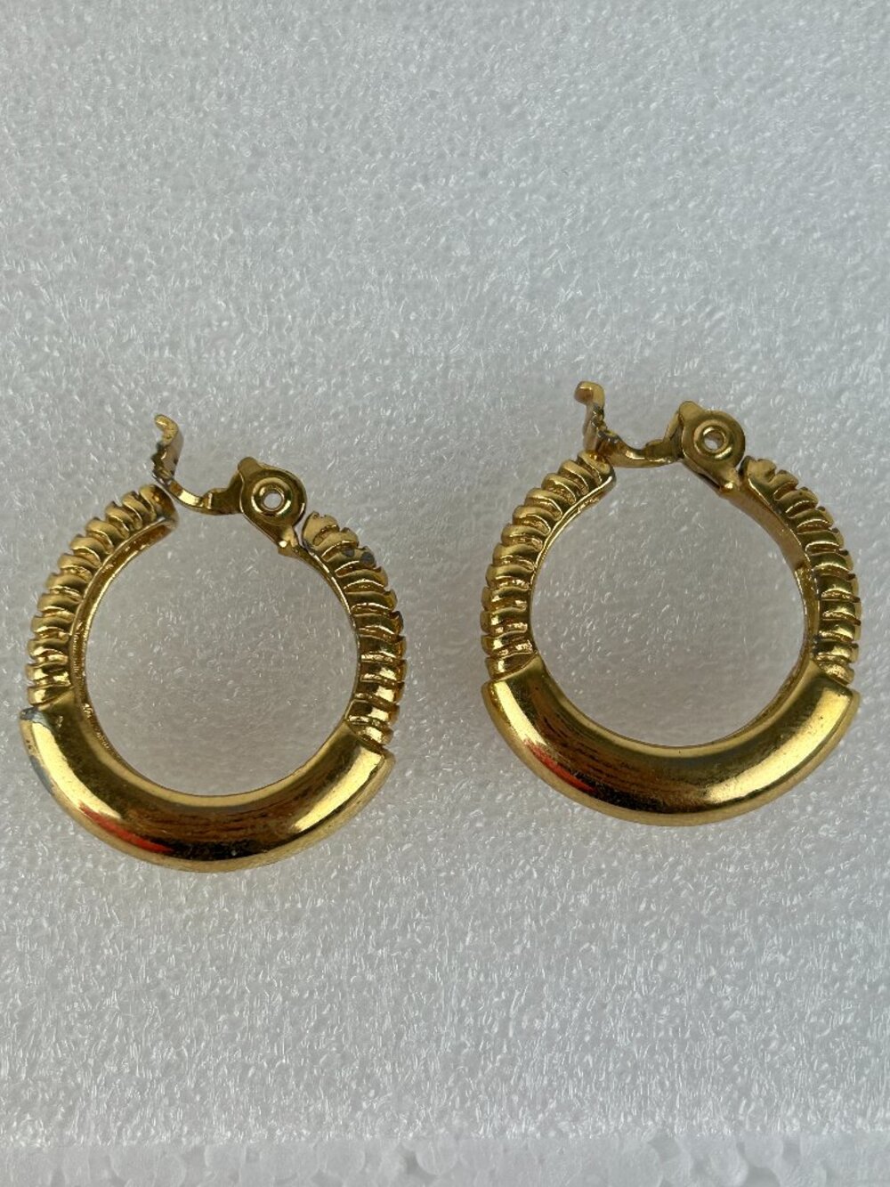 Vintage MONET Hoop Gold Tone Clip Earrings